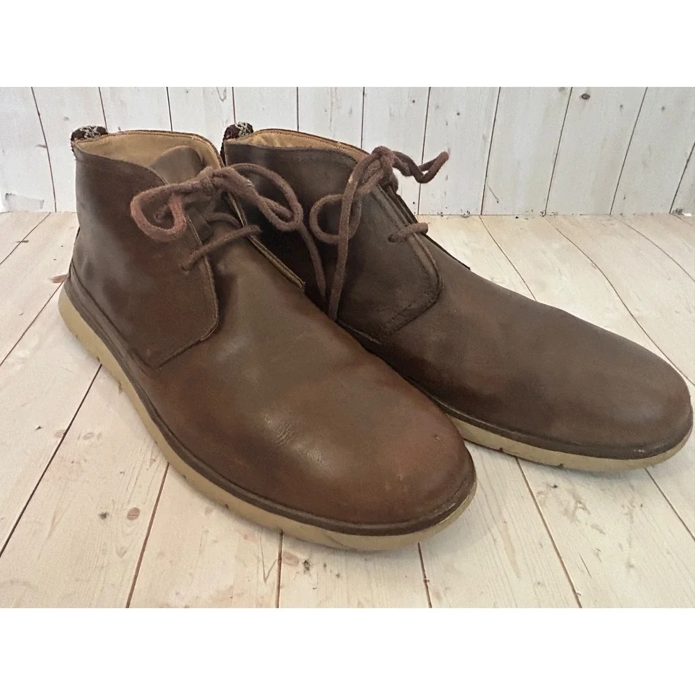 UGG Men's Freamon Waterproof Chukka Boots Brown Leather Lace Up Men's Size 12
